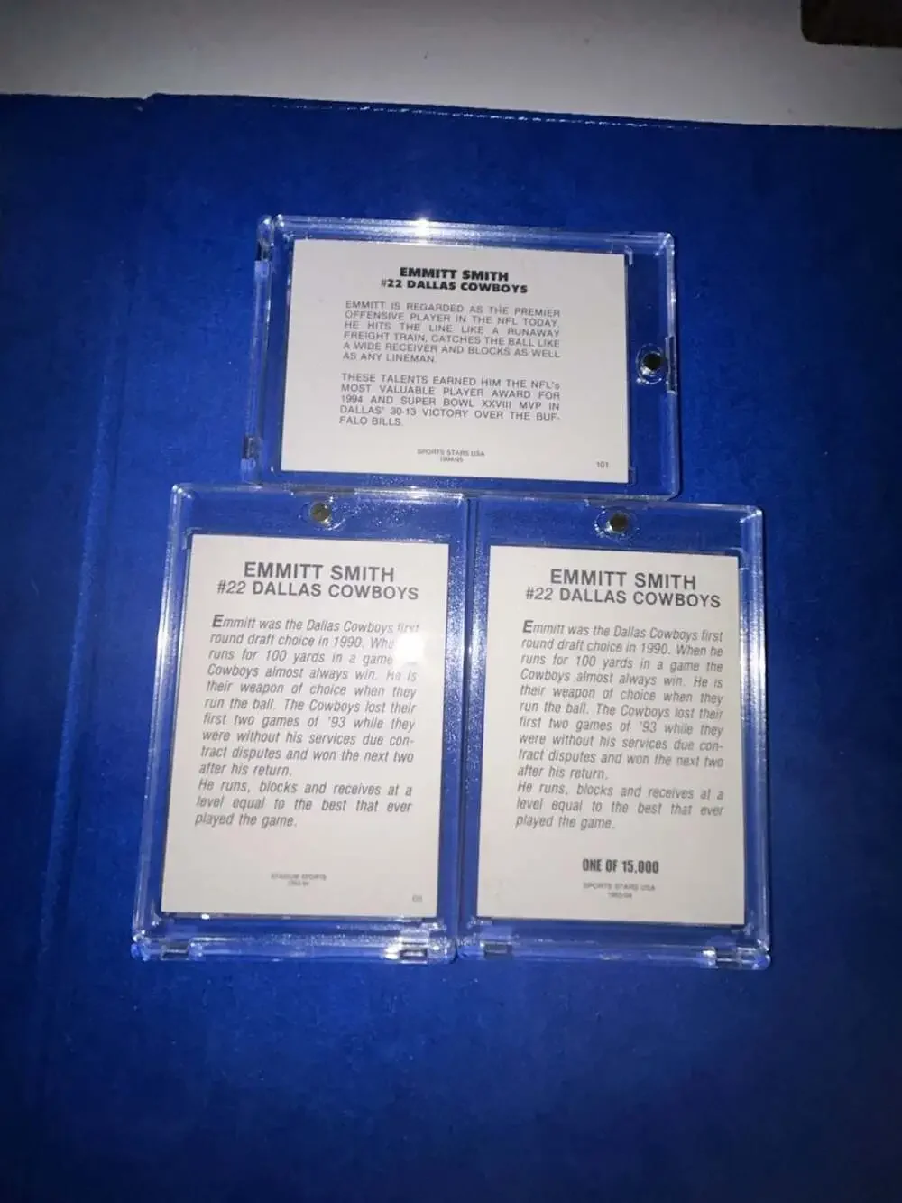Set of 3 1993-94 Sports Stars USA and Stadium Sports Emmitt Smith Dallas Cowboys